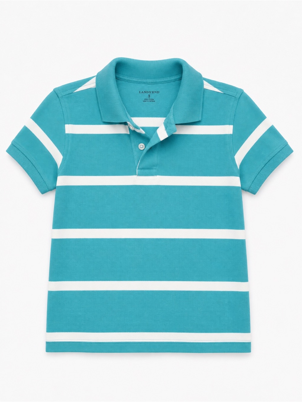 Lands' End Teal & White Striped Boys Polo
